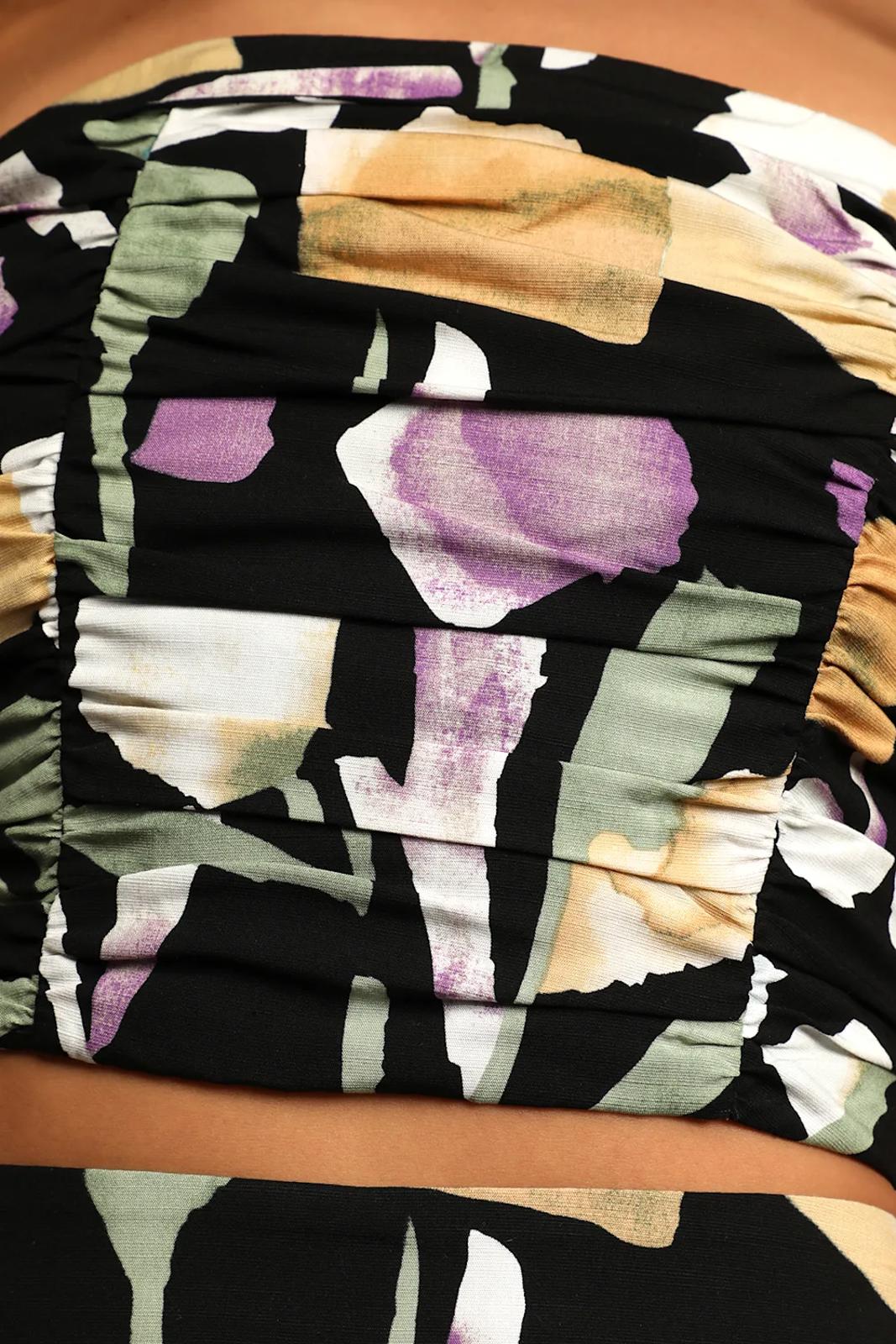 NWT Lulus Super Bloom Black Floral Print Strapless Tube Top Small
