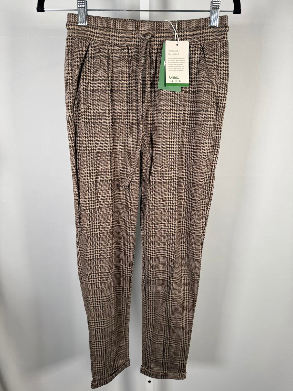 NWT Halara Flex™ Mid Rise Drawstring Pocket Houndstooth Plaid Work Pants Size XS
