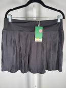 NWT Halara Pleated Athletic Skirt Gray Tennis Skirt Back Zip Pocket Size Large