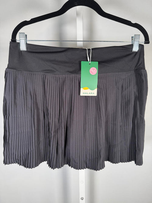 NWT Halara Pleated Athletic Skirt Gray Tennis Skirt Back Zip Pocket Size Large
