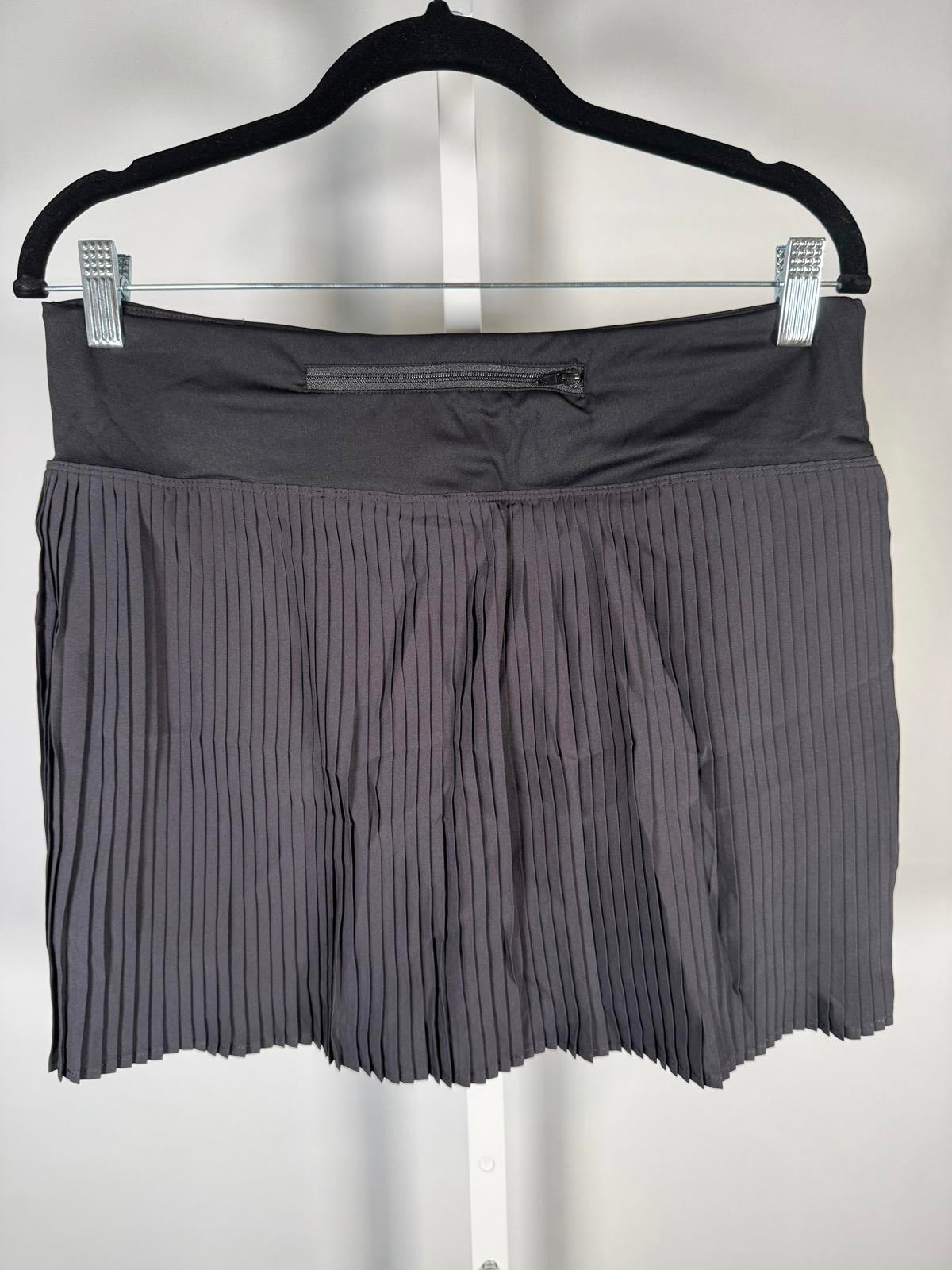NWT Halara Pleated Athletic Skirt Gray Tennis Skirt Back Zip Pocket Size Large