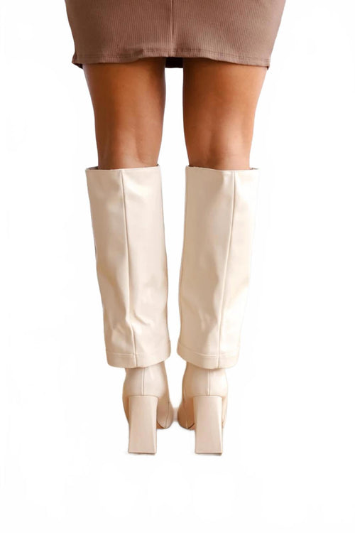NWT Lulus Lorlia Almond Square Toe Knee High Boots Almond Size 5