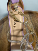 NWB Lulus Damsia Purple Rhinestone Open Toe Ankle Strap Heels Size 5.5