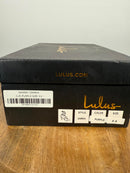NWB Lulus Damsia Purple Rhinestone Open Toe Ankle Strap Heels Size 5.5