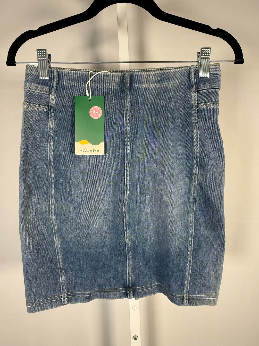 NWT Halara Denim Mini Skirt High Waisted Straight Casual Size XS