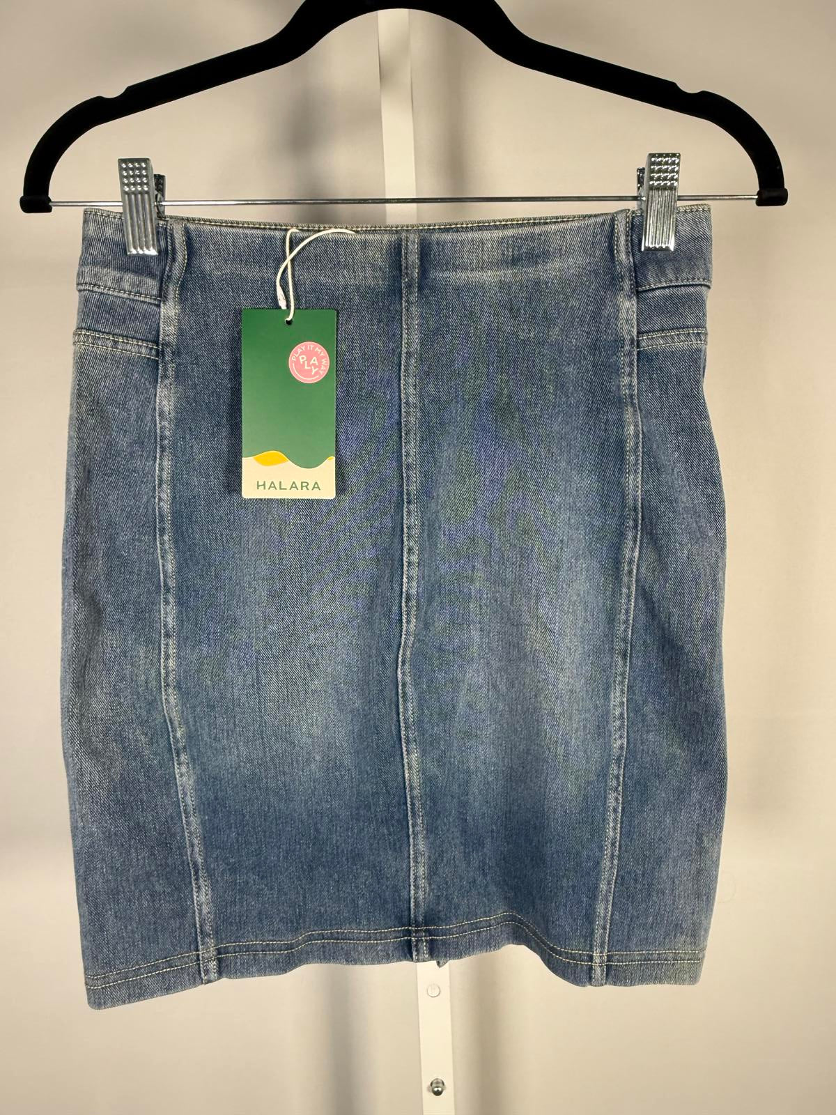 NWT Halara Denim Mini Skirt High Waisted Straight Casual Size XS