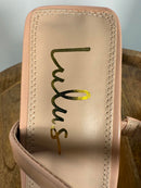 NWB Lulus Fausee Light Nude Patent Platform Slide Sandals Square Toe Size 11