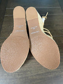 NWB Lisa Vicky Gaze-V Beige Sheep Nappa Wedge Sandals 9.5 M