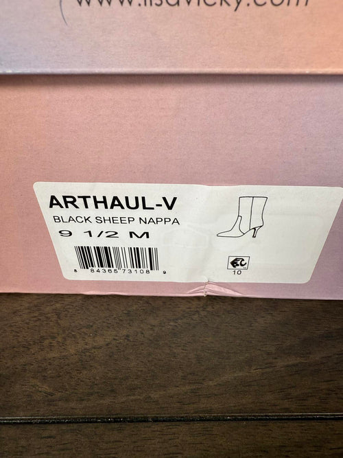 NWB Lisa Vicky Arthaul-V Black Sheep Nappa Stiletto Heel Boots 9.5