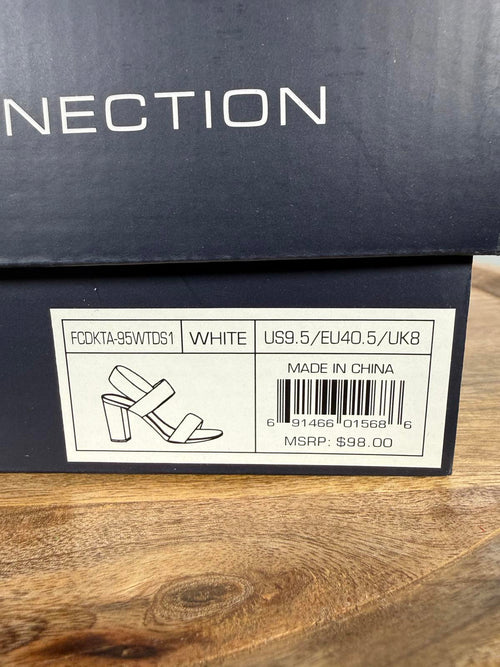 French Connection Women's Dakota Block Heel Sandals White/Black Size 9.5 NWB