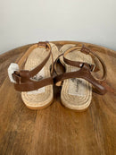 NWB Jack Rogers Evie Cognac Leather T-Strap Flat Sandals Women's Size 6