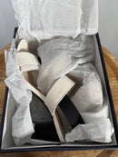 French Connection Women's Dakota Block Heel Sandals White/Black Size 9.5 NWB