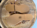NWB Jack Rogers Evie Cognac Leather T-Strap Flat Sandals Women's Size 6