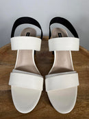 French Connection Women's Dakota Block Heel Sandals White/Black Size 9.5 NWB