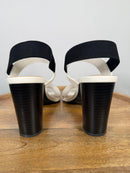 French Connection Women's Dakota Block Heel Sandals White/Black Size 9.5 NWB