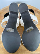 French Connection Women's Dakota Block Heel Sandals White/Black Size 9.5 NWB
