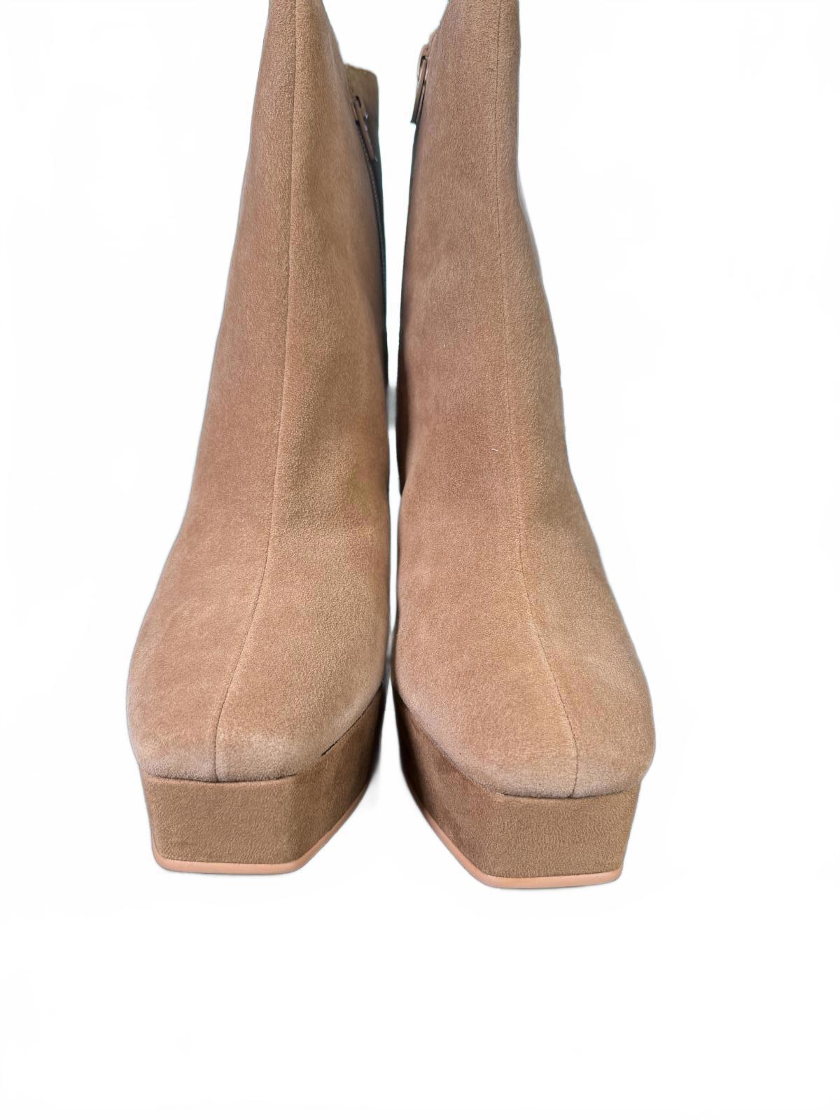NWB Lisa Vicky Cognac Split Suede Heeled Boots 9.5 M