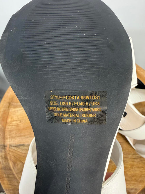 French Connection Women's Dakota Block Heel Sandals White/Black Size 9.5 NWB