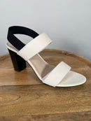 French Connection Women's Dakota Block Heel Sandals White/Black Size 9.5 NWB