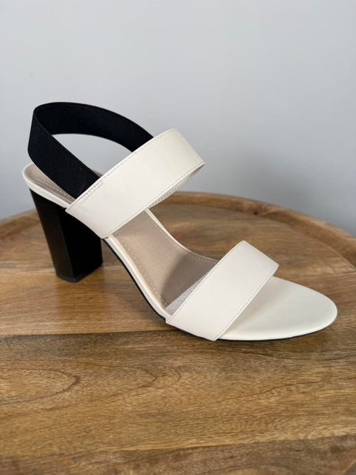 French Connection Women's Dakota Block Heel Sandals White/Black Size 9.5 NWB