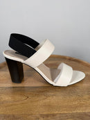 French Connection Women's Dakota Block Heel Sandals White/Black Size 9.5 NWB