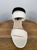 French Connection Women's Dakota Block Heel Sandals White/Black Size 9.5 NWB