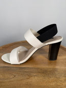 French Connection Women's Dakota Block Heel Sandals White/Black Size 9.5 NWB