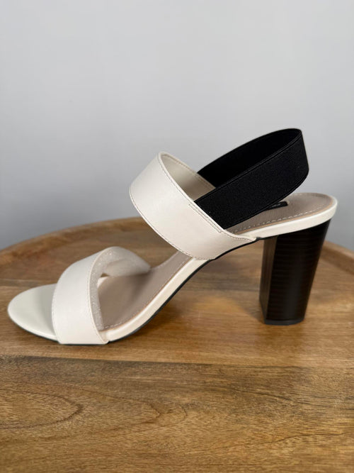 French Connection Women's Dakota Block Heel Sandals White/Black Size 9.5 NWB