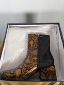 French Connection Toni Boot Brown / Black Snake Print Size 7 NWB