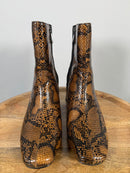 French Connection Toni Boot Brown / Black Snake Print Size 7 NWB