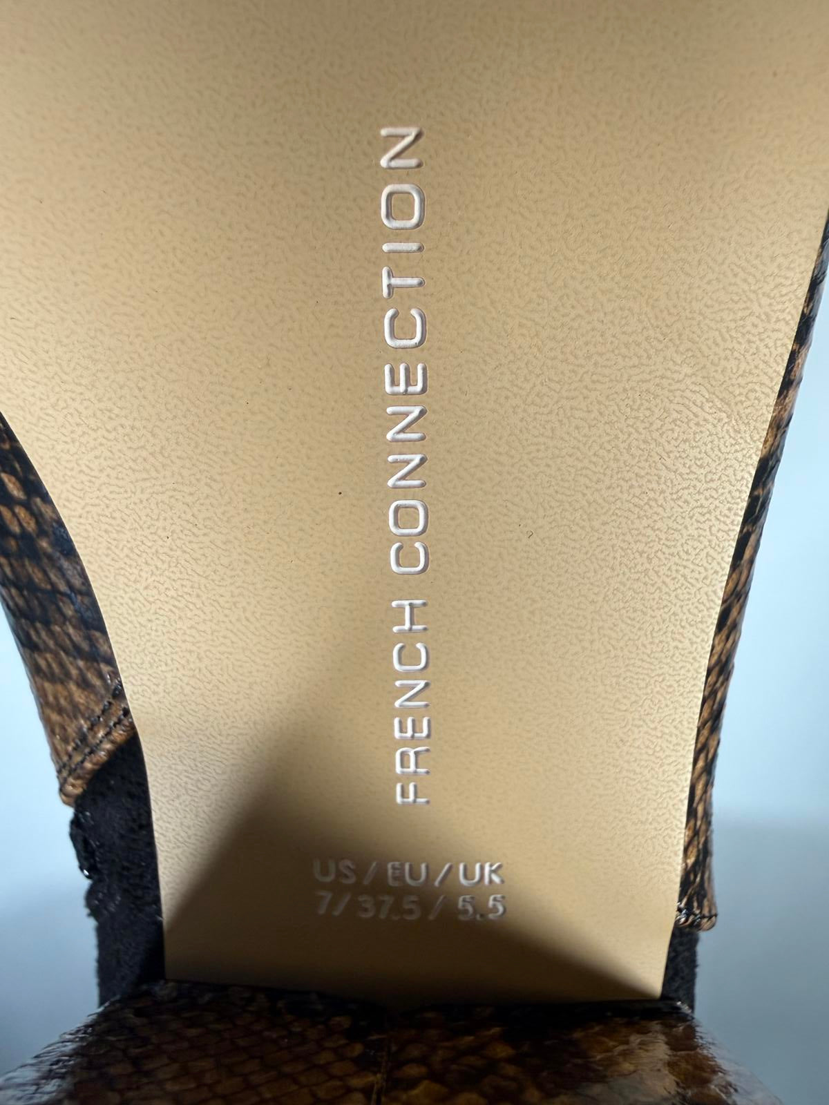 French Connection Toni Boot Brown / Black Snake Print Size 7 NWB
