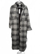 NWT LBLC THE LABEL Hayley Long Belted Plaid Wool Blend Jacket Small