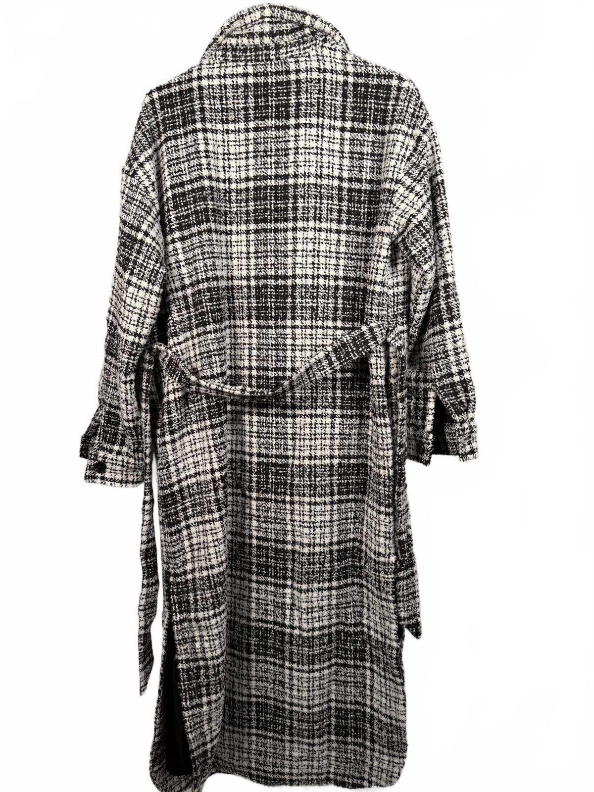 NWT LBLC THE LABEL Hayley Long Belted Plaid Wool Blend Jacket Small