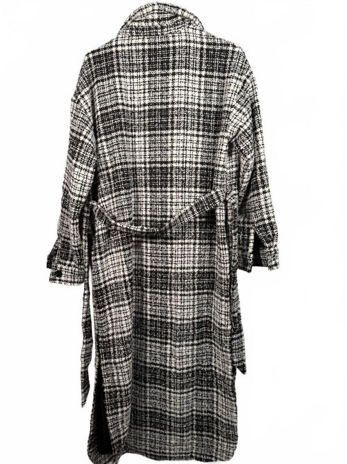 NWT LBLC THE LABEL Hayley Long Belted Plaid Wool Blend Jacket Small