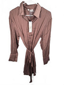 NWT Lblc The Label Carmen Silky Satin Shirt Dress Rose Size Large