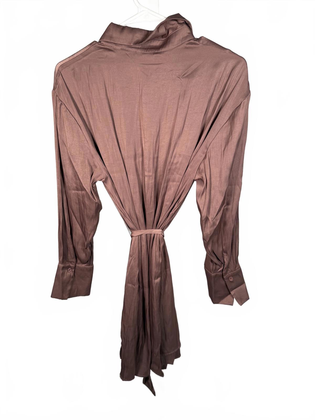 NWT Lblc The Label Carmen Silky Satin Shirt Dress Rose Size Large