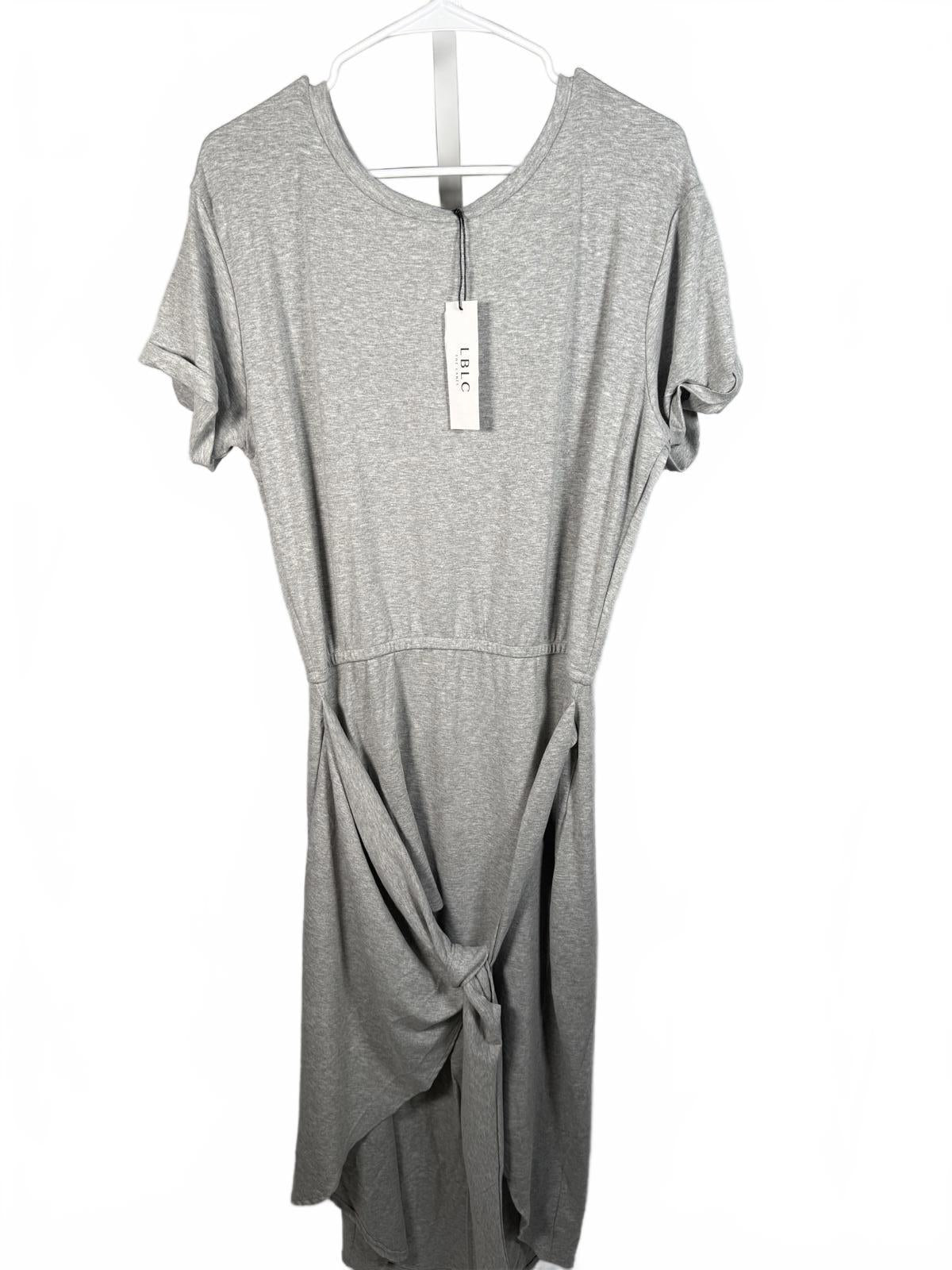 NWT LBLC The Label Kelly Wrap Dress Heather Gray Short Sleeve Women’s Size Large
