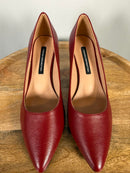 French Connection Kate Burgundy Pointed Toe Pumps Kitten Heel Size 9 NWB
