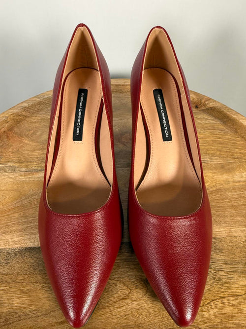 French Connection Kate Burgundy Pointed Toe Pumps Kitten Heel Size 9 NWB