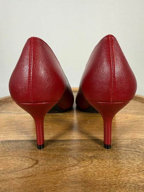 French Connection Kate Burgundy Pointed Toe Pumps Kitten Heel Size 9 NWB