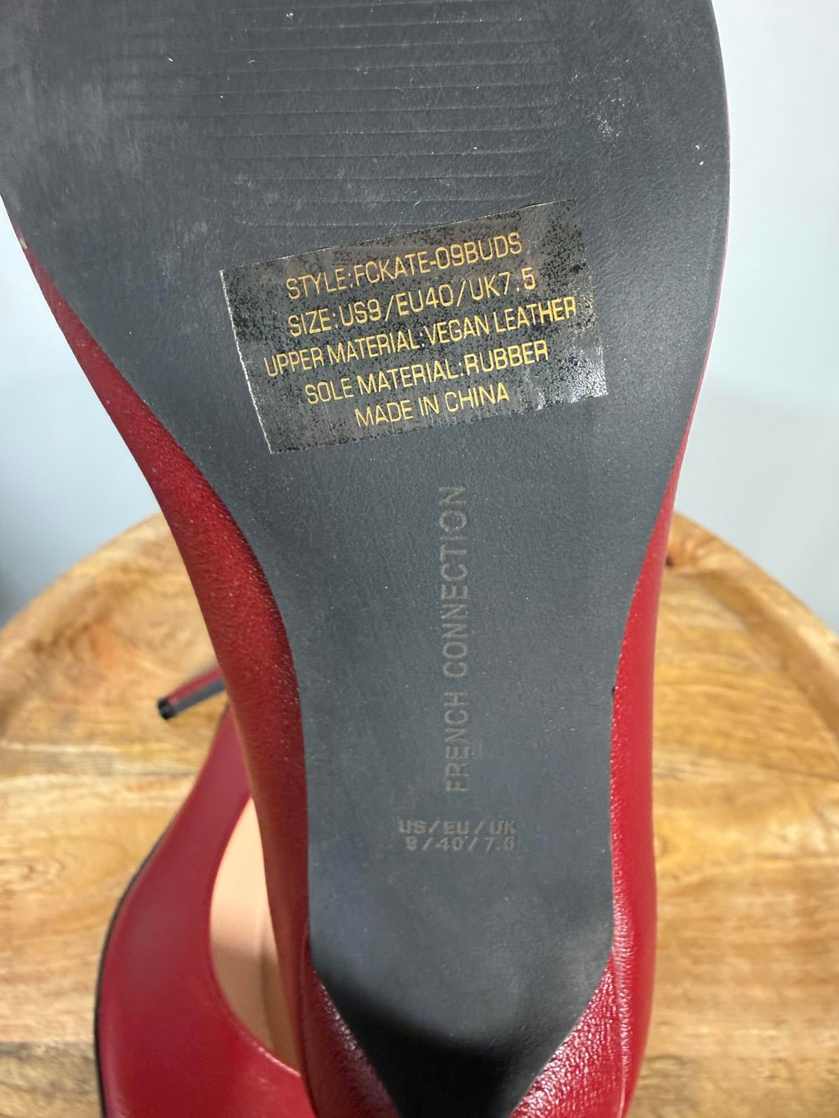 French Connection Kate Burgundy Pointed Toe Pumps Kitten Heel Size 9 NWB