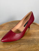 French Connection Kate Burgundy Pointed Toe Pumps Kitten Heel Size 9 NWB