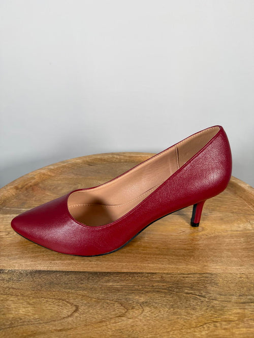French Connection Kate Burgundy Pointed Toe Pumps Kitten Heel Size 9 NWB