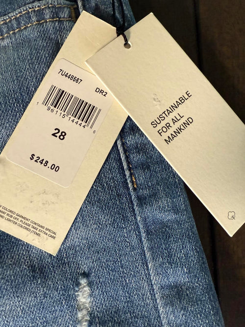 NWT 7 For All Mankind Easy Slim Women's Floral Detail Jeans Size 28