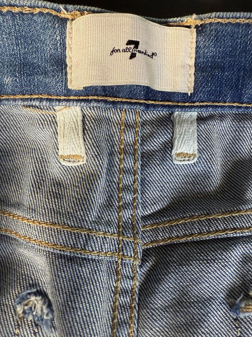 NWT 7 For All Mankind Easy Slim Women's Floral Detail Jeans Size 28