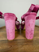 French Connection Pink Velvet Platform Block Heel Sandals Size 8.5 NWB
