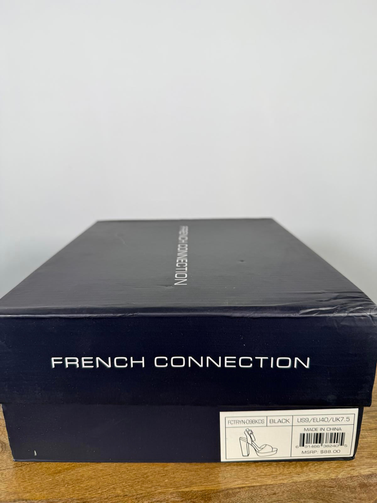 French Connection Black Velvet Platform Block Heel Sandals Size 9 NWB