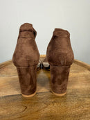 French Connection Brown Suede Ankle Strap Block Heel Sandals US 9 NWB