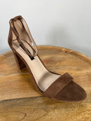 French Connection Brown Suede Ankle Strap Block Heel Sandals US 9 NWB