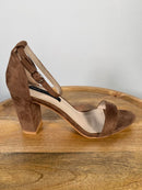 French Connection Brown Suede Ankle Strap Block Heel Sandals US 9 NWB